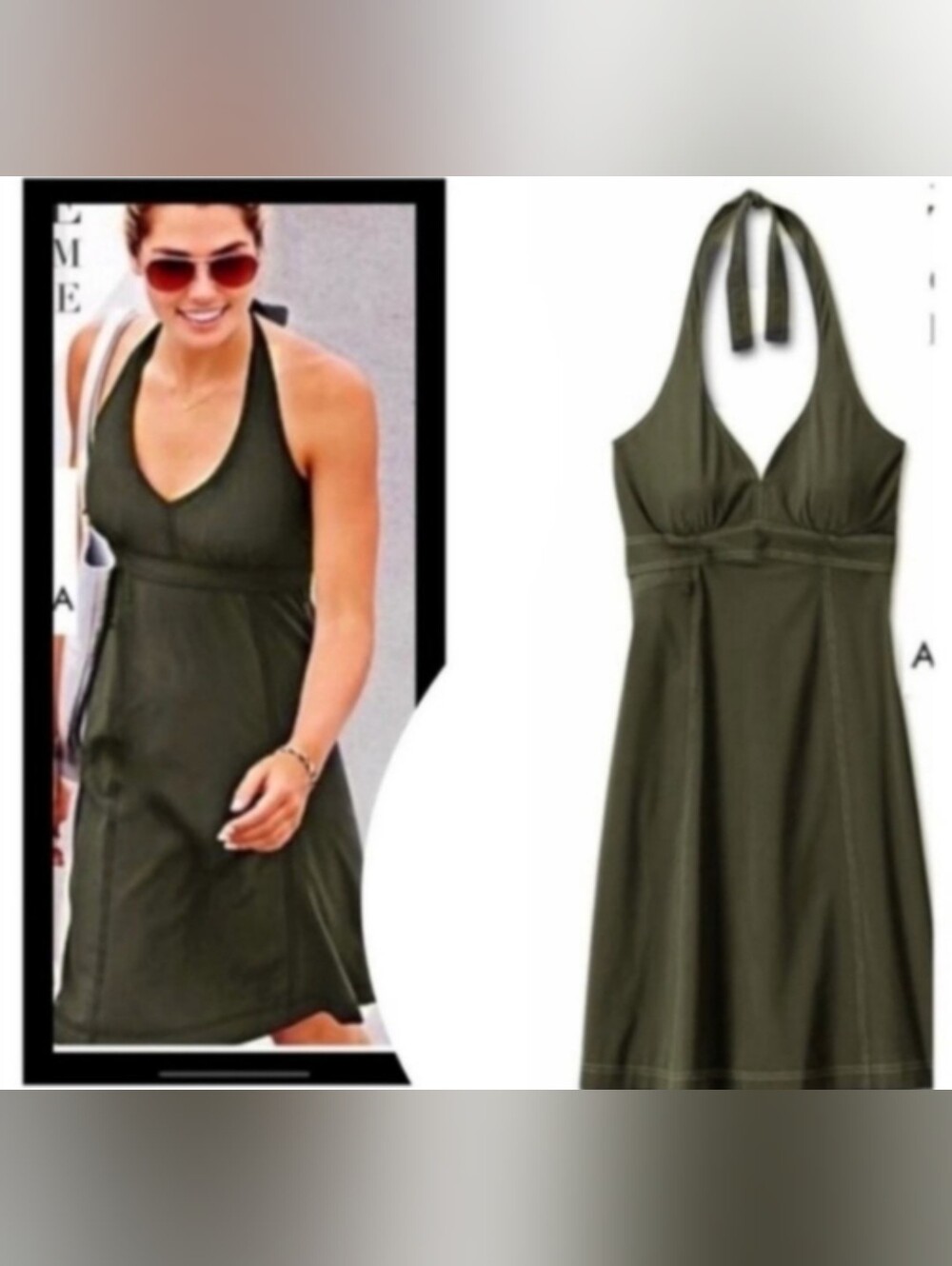 Athleta Pack Everywhere Women’s Olive Halter Swim Dress 12